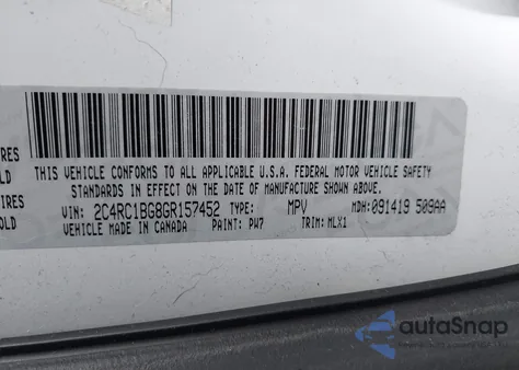 2016 Chrysler Town & Country Touring from USA, damaged, VIN 2C4RC1BG8GR157452